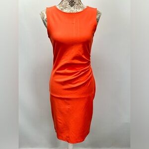 KENNETH COLE Orange ruched waist sheath dress size 6.‎